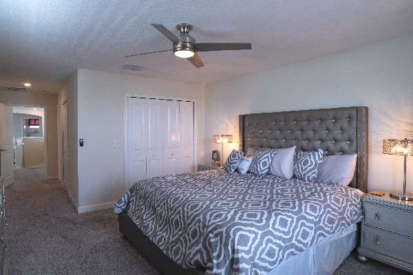Plenty of privacy for the upstairs master Bedroom